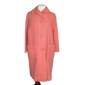 Vintage 50's Coral Tweed Wool swing  coat Sz L coral rockabilly